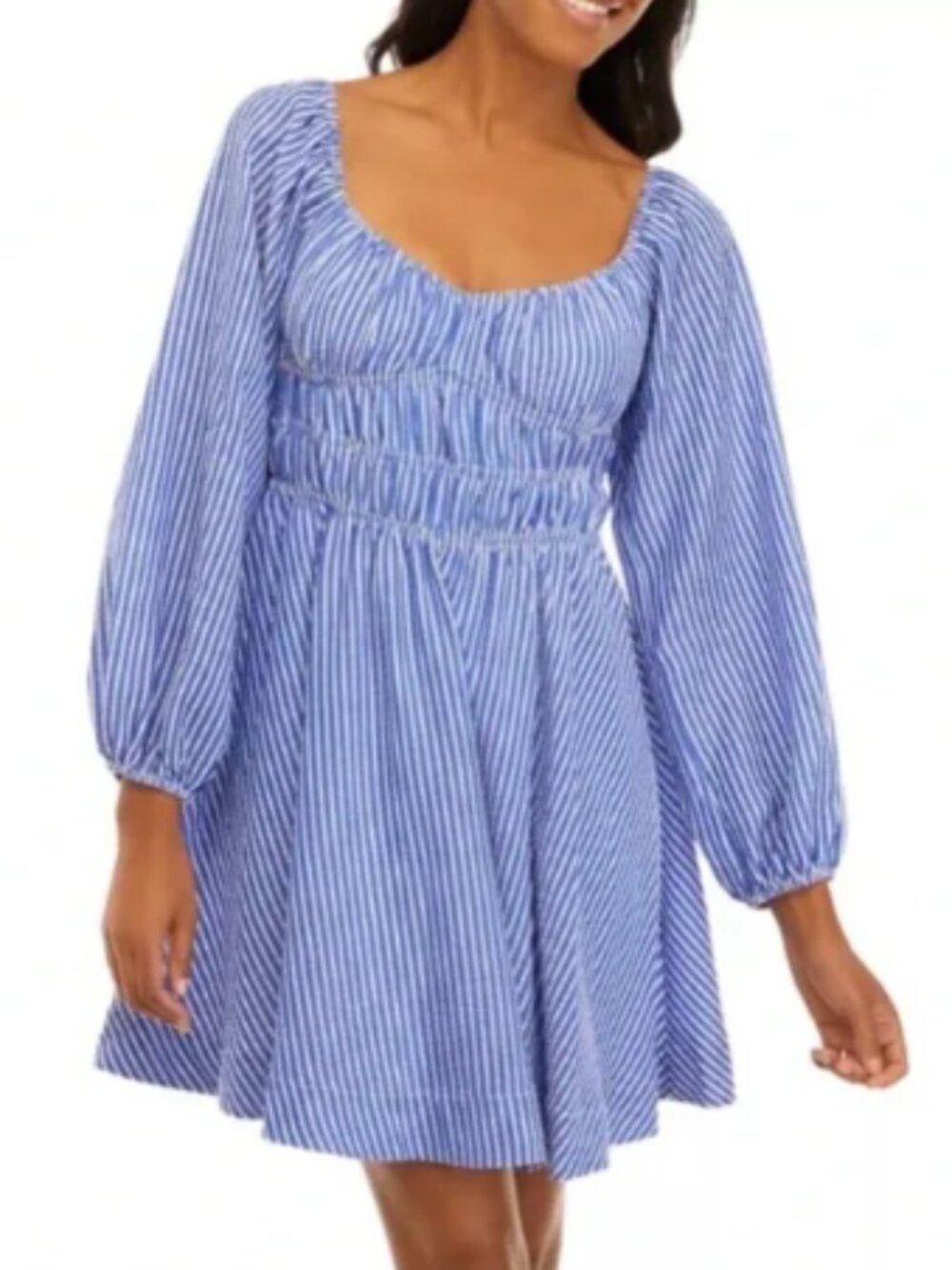 Julian Taylor Size 12 Blue White Pinstripe Summer Fit & Flare Dress